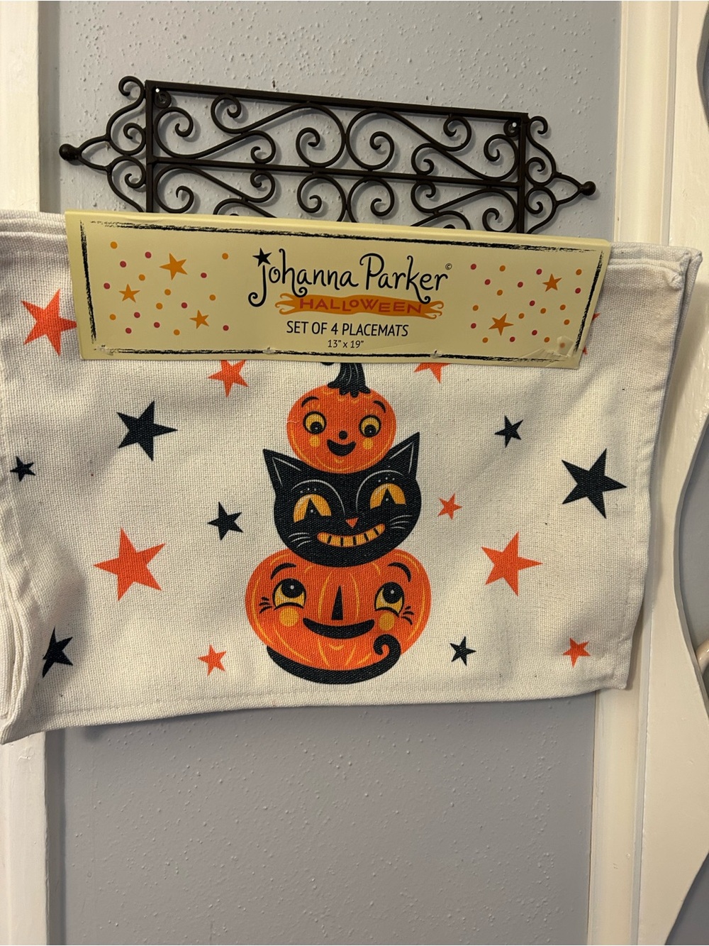 Halloween Kids Placemat Set - Orange & Black Pumpkin Stack